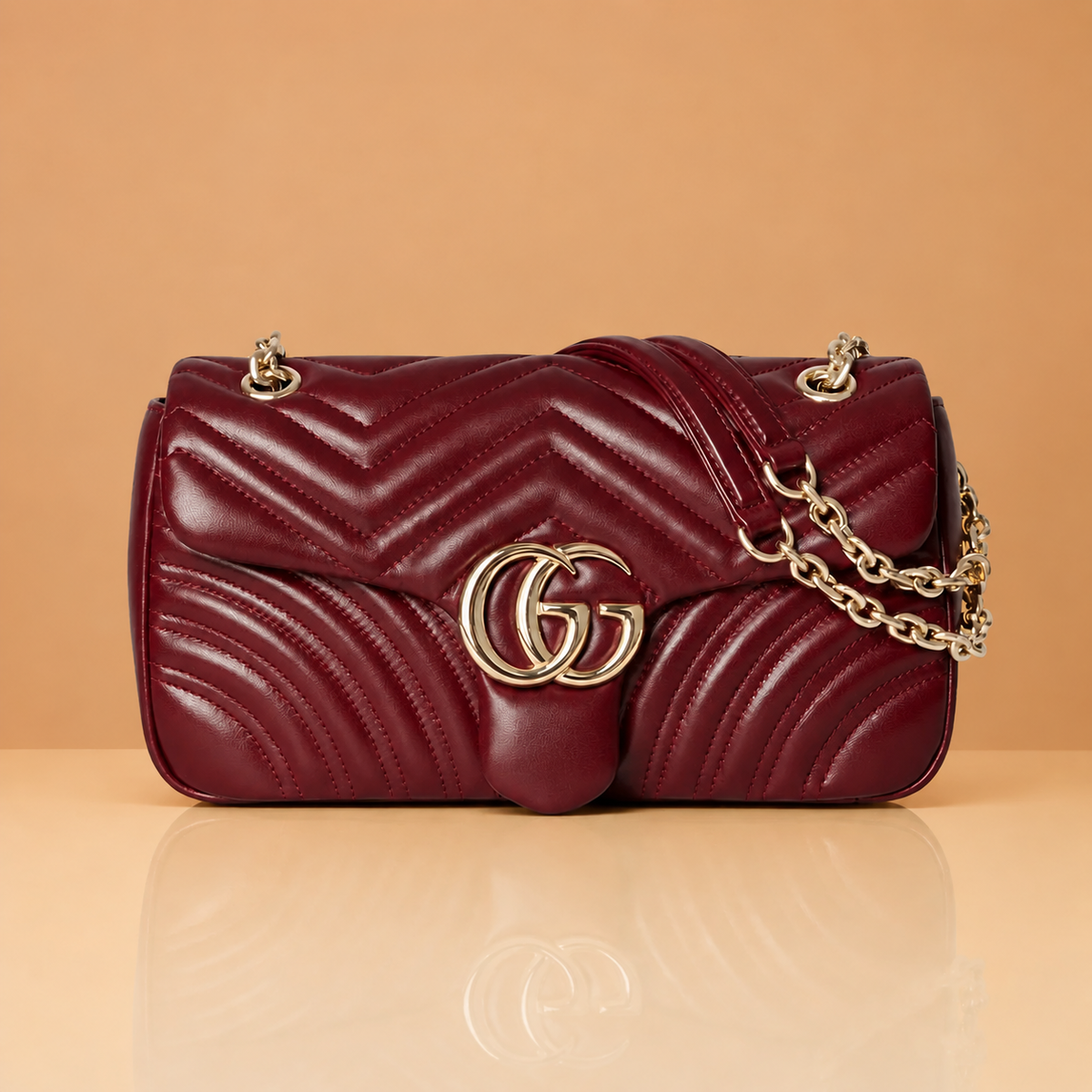 Premium Burgundy Quilted Shoulder &amp; Sling Bag with Gold-Tone Chain