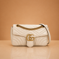 Premium White Shoulder Bag with Gold-Tone Chain