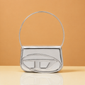 Premium Silver Leather Shoulder Bag with Extra Strap