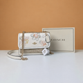 Premium Klare White Floral Embroidered Sling Bag with Chain Strap