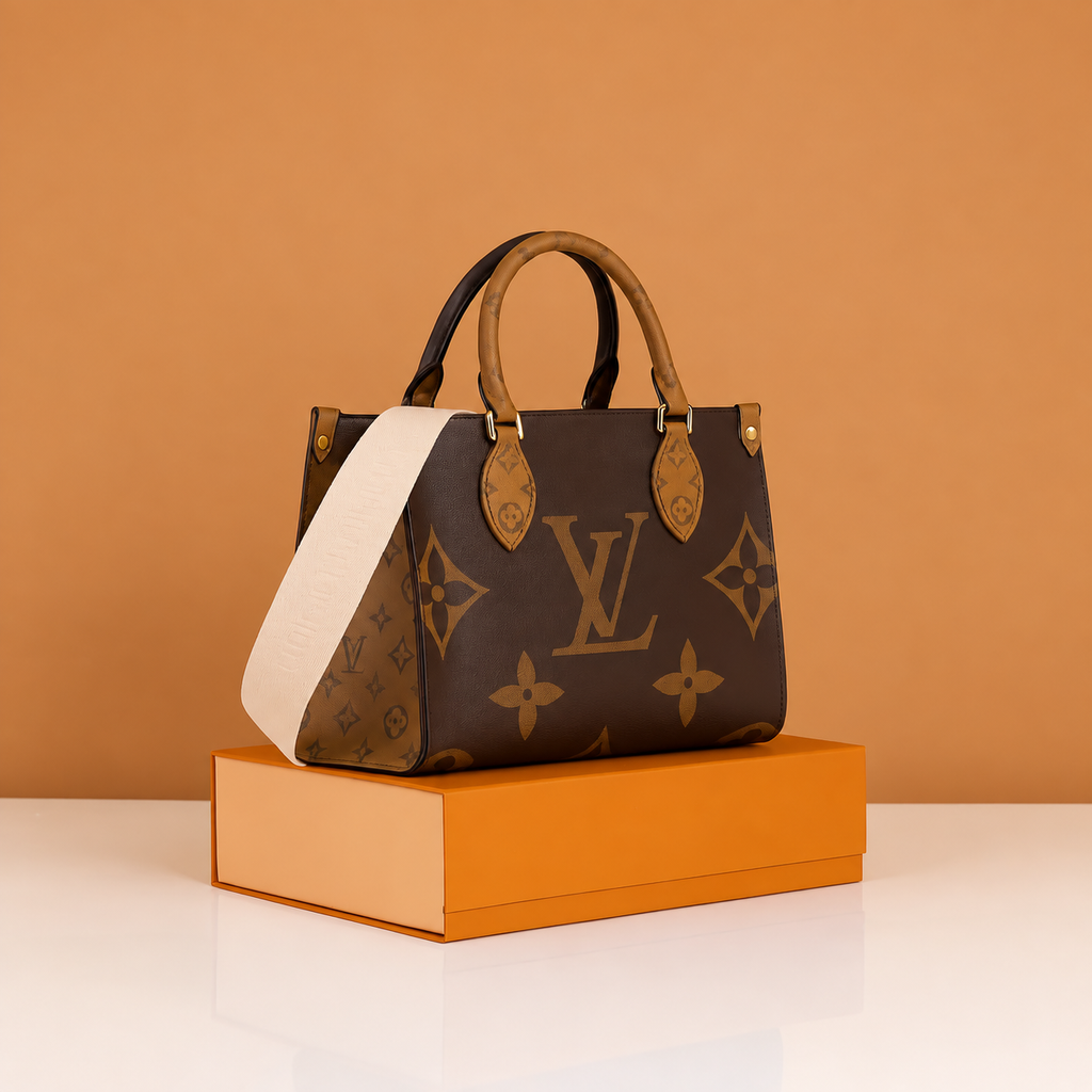 Premium Brown On The Go Pochette with Coin Pouch, Magnetic Box Dust Bag - 1178