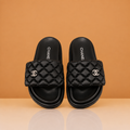 Premium Black Quilted Flip Flops with Box Carry Bag - 1077
