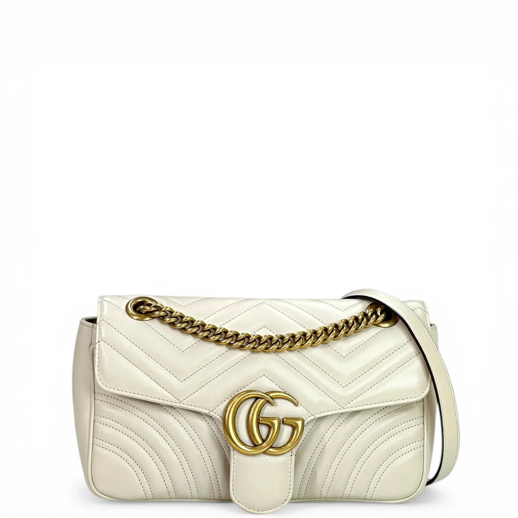 Premium White Shoulder Bag with Gold-Tone Chain