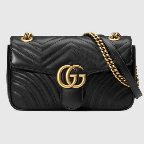 Premium Black Shoulder Bag with Gold-Tone Chain